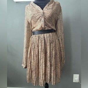 Leopard Print Pleated Dress